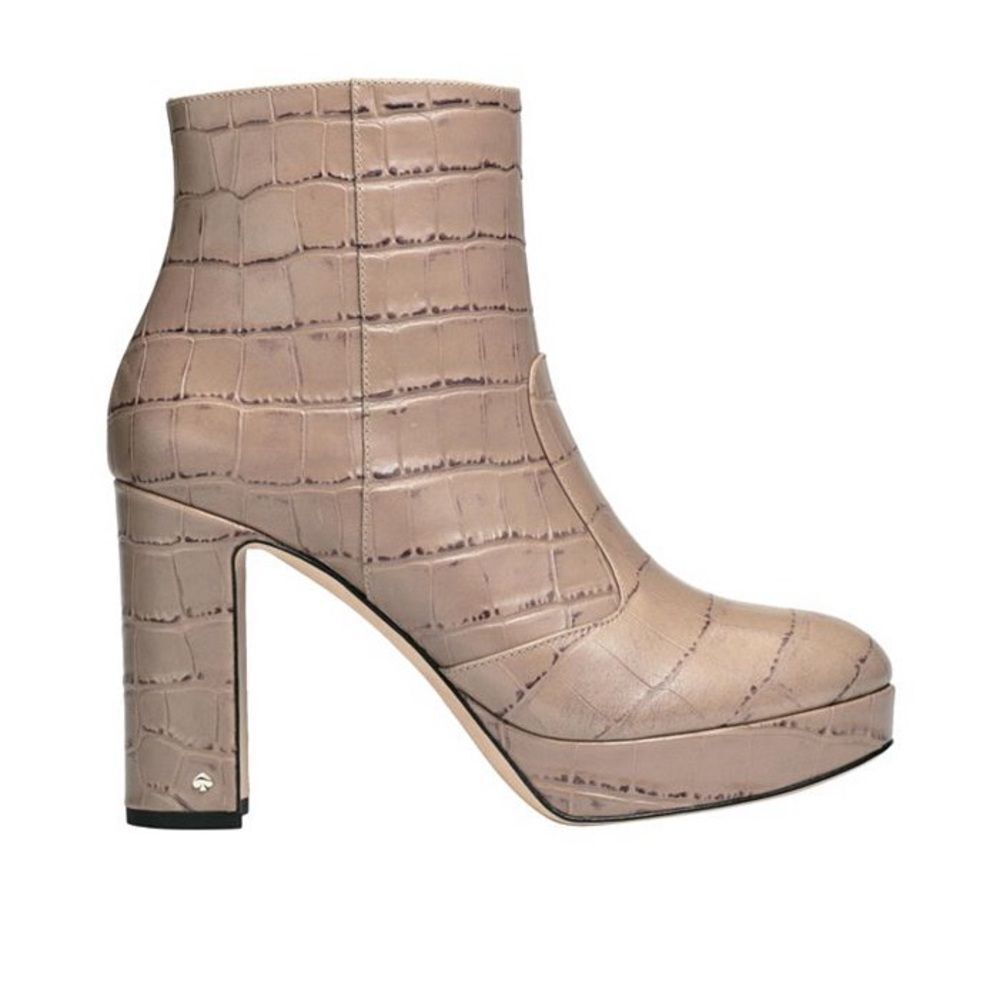Kate Spade Barrett Croc-Embossed Leather Platform Ankle Boots